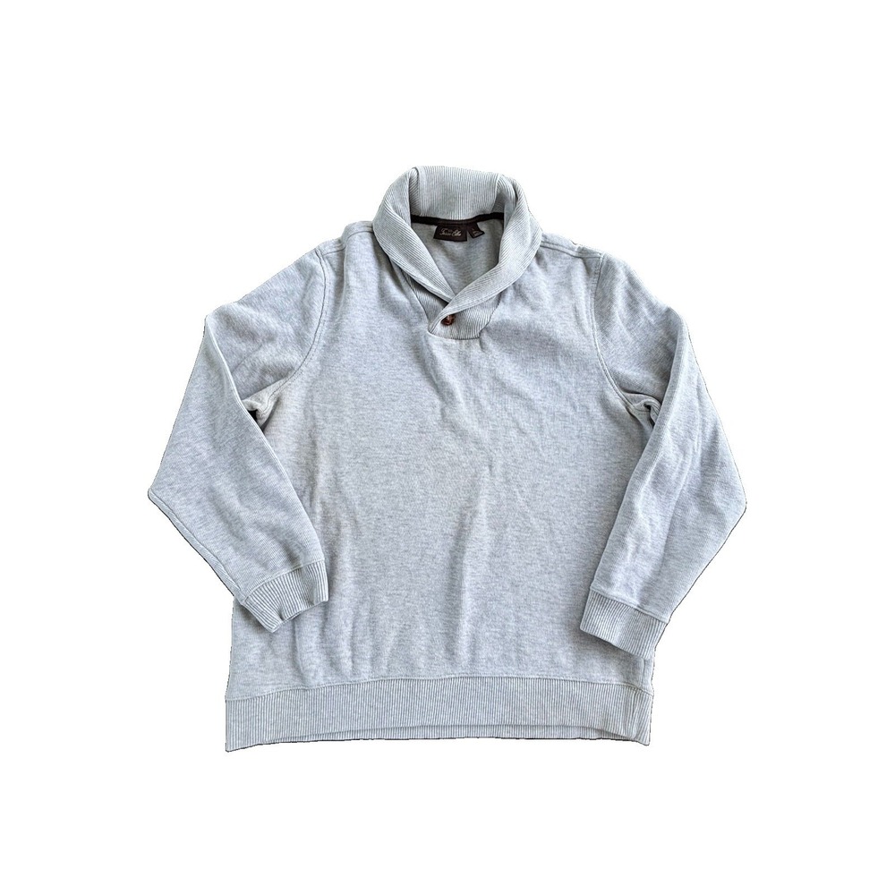 Tasso Elba Spa Men Large Gray Textured Shawl Collar Pullover Fisherman Sweater
